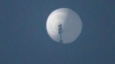 A balloon flies in the sky over Billings, Montana, US February 1, 2023 in this picture obtained from social media. (via Reuters)