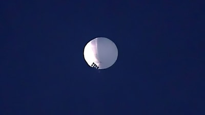 The balloon was spotted Saturday morning over the Carolinas as it approached the coast. (AP)