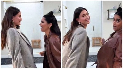 Lilly Singh and Hailey Bieber had a bathroom dance party.