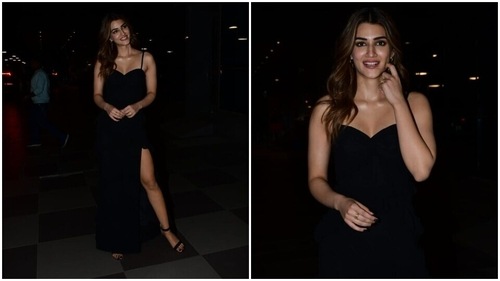 Kriti looked pretty in the black gown. (HT Photos/Varinder Chawla) Kriti looked pretty in the black gown. (HT Photos/Varinder Chawla)