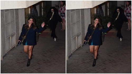 Amrita waved at the cameras. (HT Photos/Varinder Chawla)