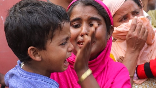 Guwahati: Relatives react after police arrested people allegedly involved in child marriages, during Assam government's statewide crackdown on child marriages.(PTI)