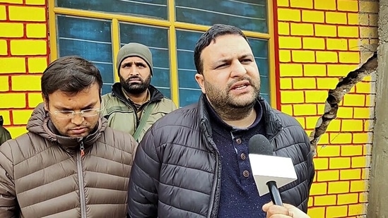 Athar Amin Zargar, SDM Doda, speaks to the media on the cracks developing in the houses, in Doda on Friday.(ANI) Athar Amin Zargar, SDM Doda, speaks to the media on the cracks developing in the houses, in Doda on Friday.(ANI)