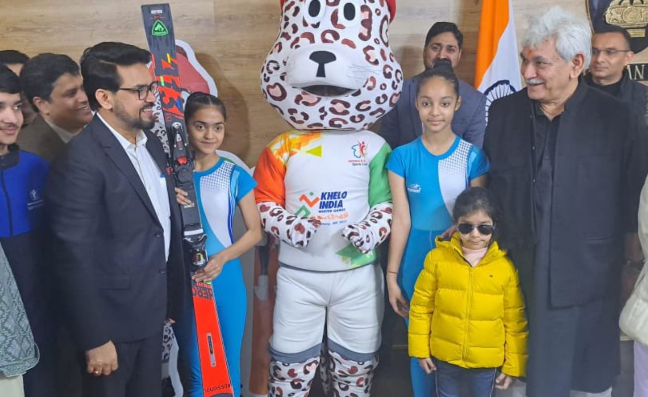 Union Min Anurag Thakur attended the official launch of the mascot, anthem and jersey of the Games with Lt Governor Manoj Sinha on Saturday.  (source:Twitter/@Anurag_Office)