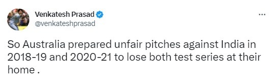 Venkatesh Prasad's tweet on Ian Healy's comment Venkatesh Prasad's tweet on Ian Healy's comment