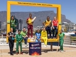 Harmanpreet Kaur( in blue jersey)(Twitter) Harmanpreet Kaur( in blue jersey)(Twitter)