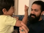 Yash with son Yatharv in new video. Yash with son Yatharv in new video.