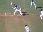 Hanuma Vihari playing a shot with one hand during his knock against Madhya Pradesh in the quarter-final of the ongoing Ranji Trophy. (Twitter) Hanuma Vihari playing a shot with one hand during his knock against Madhya Pradesh in the quarter-final of the ongoing Ranji Trophy. (Twitter)
