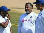 R Sridhar (left), Bharat Arun (centre) and Ravi Shastri (right) R Sridhar (left), Bharat Arun (centre) and Ravi Shastri (right)