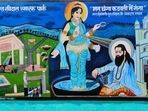 A painting of Sant Ravidas at one of his temples.(HT Photo) A painting of Sant Ravidas at one of his temples.(HT Photo)