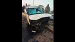 The damaged car in Jind on Sunday. (HT photo) The damaged car in Jind on Sunday. (HT photo)