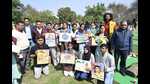 Thousands of students displayed their talent in a G20 painting competition held at Janeshwar Mishra Park in Lucknow. (Deepak Gupta/HT photo) Thousands of students displayed their talent in a G20 painting competition held at Janeshwar Mishra Park in Lucknow. (Deepak Gupta/HT photo)