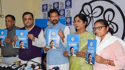 The TMC launched its Tripura poll manifesto a day ahead of party chief and West Bengal chief Mamata Banerjee’s slated visit to the poll-bound state. (PTI) The TMC launched its Tripura poll manifesto a day ahead of party chief and West Bengal chief Mamata Banerjee’s slated visit to the poll-bound state. (PTI)