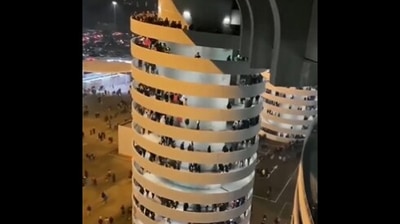 The image is taken from the viral optical illusion video of ‘spinning stairs’. (Screengrab)