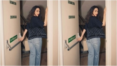Karisma, for the weekend outing, picked a black T-shirt and a pair of denims and rocked the casual look to perfection. (Instagram/@therealkarismakapoor) Karisma, for the weekend outing, picked a black T-shirt and a pair of denims and rocked the casual look to perfection. (Instagram/@therealkarismakapoor)