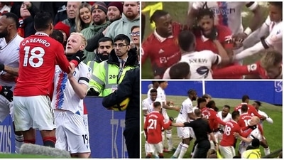Players broke into a brawl during Manchester United's tie against Crystal Palace in Premier League (Twitter) Players broke into a brawl during Manchester United's tie against Crystal Palace in Premier League (Twitter)