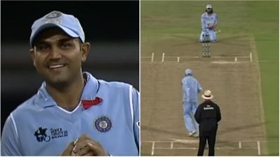 Virender Sehwag bowled the first over of bowl-out against Pakistan (YouTube) Virender Sehwag bowled the first over of bowl-out against Pakistan (YouTube)