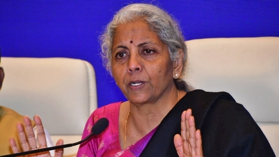 Mumbai, Feb 04 (ANI): Union Finance Minister Nirmala Sitharaman speaks during the Post-Budget press conference, in Mumbai on Saturday. (ANI Photo) (Deepak Salvi )