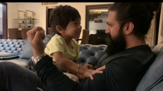 The image shows KGF actor Yash with his son Yatharv.(Instagram/@thenameisyash)
