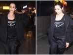 Malaika Arora channels fierce vibes in all-black airport look. (HT Photo/Varinder Chawla) Malaika Arora channels fierce vibes in all-black airport look. (HT Photo/Varinder Chawla)