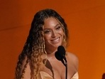 Beyonce accepts the award for best dance/electronic music album for Beyonce accepts the award for best dance/electronic music album for