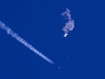 Remnants of Chinese spy balloon drift above the Atlantic Ocean, just off the coast of South Carolina. (AP) Remnants of Chinese spy balloon drift above the Atlantic Ocean, just off the coast of South Carolina. (AP)