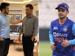 Sourav Ganguly and MS Dhoni (Left) and Ishan Kishan (Right)(Twitter/Getty) Sourav Ganguly and MS Dhoni (Left) and Ishan Kishan (Right)(Twitter/Getty)