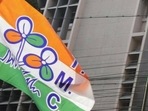 Trinamool Congress flags.