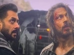Salman Khan and Shah Rukh Khan in a still from Pathaan. Salman Khan and Shah Rukh Khan in a still from Pathaan.