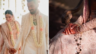 Athiya Shetty and KL Rahul married last month; the bride wore designer kalire for the ceremony. Athiya Shetty and KL Rahul married last month; the bride wore designer kalire for the ceremony.