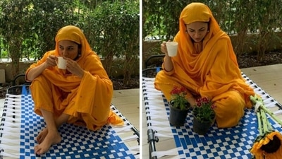 Shehnaaz Gill enjoys her tea in new pictures. Shehnaaz Gill enjoys her tea in new pictures.