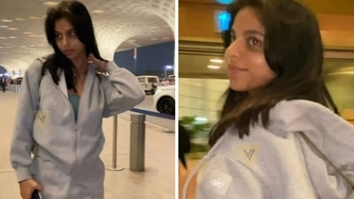Suhana Khan at the airport.(Viral Bhayani). Suhana Khan at the airport.(Viral Bhayani).