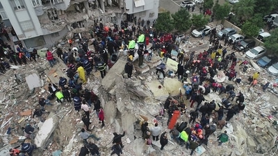 People search through rubble following an earthquake in Adana, Turkey February 6, 2023. (REUTERS)