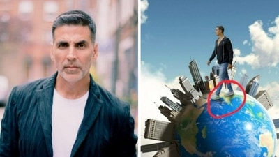 In his new post on social media, netizens spotted Akshay Kumar stepping on the map of India. In his new post on social media, netizens spotted Akshay Kumar stepping on the map of India.