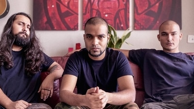 (From L-R) Jayant Bhadula, Karan Katiyar and Raoul Kerr are the founding members of Bloodywood (Instagram)