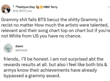 BTS' fans react to Grammy Awards 2023. BTS' fans react to Grammy Awards 2023.