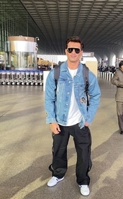 Karan Singh Grover also reached Mumbai airport. (Varinder Chawla) Karan Singh Grover also reached Mumbai airport. (Varinder Chawla)