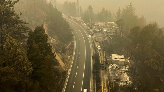 Chile Wildfire: Aerial view of the forest fire in Santa Juana, Concepcion province, Chile.(AFP)