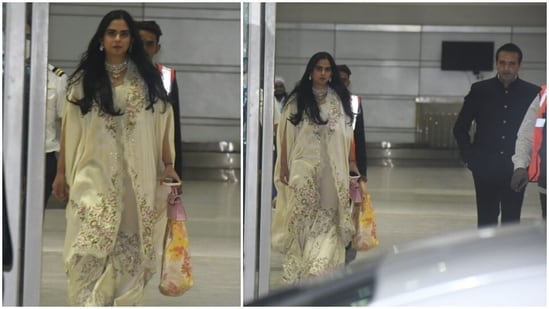 Isha Ambani and Anand Piramal arrive for Kiara Advani and Sidharth Malhotra's wedding functions. 