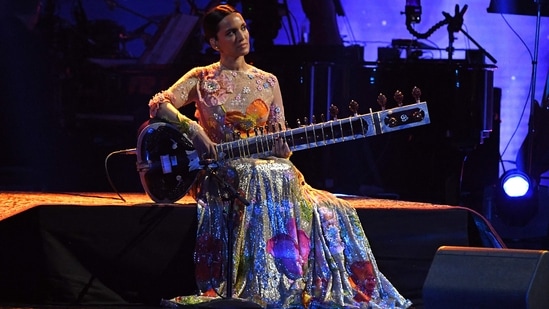 British-US musician Anoushka Shankar performs onstage during the pre-telecast show of the 65th Annual Grammy Awards at the Crypto.com Arena in Los Angeles.&nbsp;(AFP)