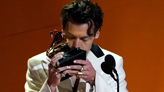 Harry Styles accepts the award for best pop vocal album for "Harry's House" at the 65th annual Grammy Awards on Sunday, Feb. 5, 2023, in Los Angeles. AP/PTI(AP02_06_2023_000021B)
