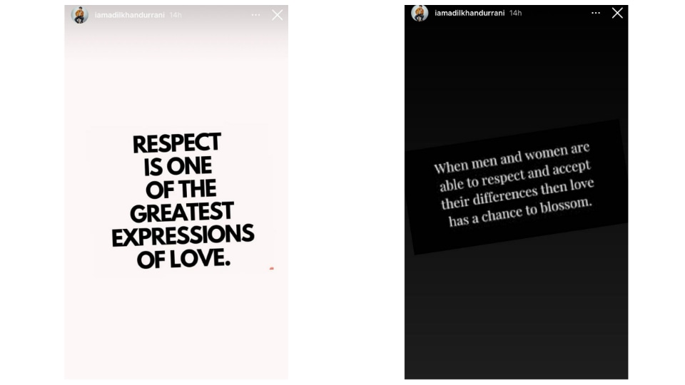 Rakhi Sawant's husband Adil Khan shares views on respect via Instagram Stories.