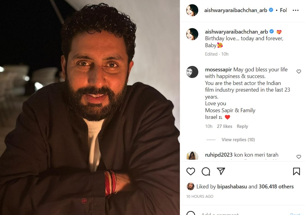 Aishwarya Rai wished Abhishek Bachchan on Instagram.
