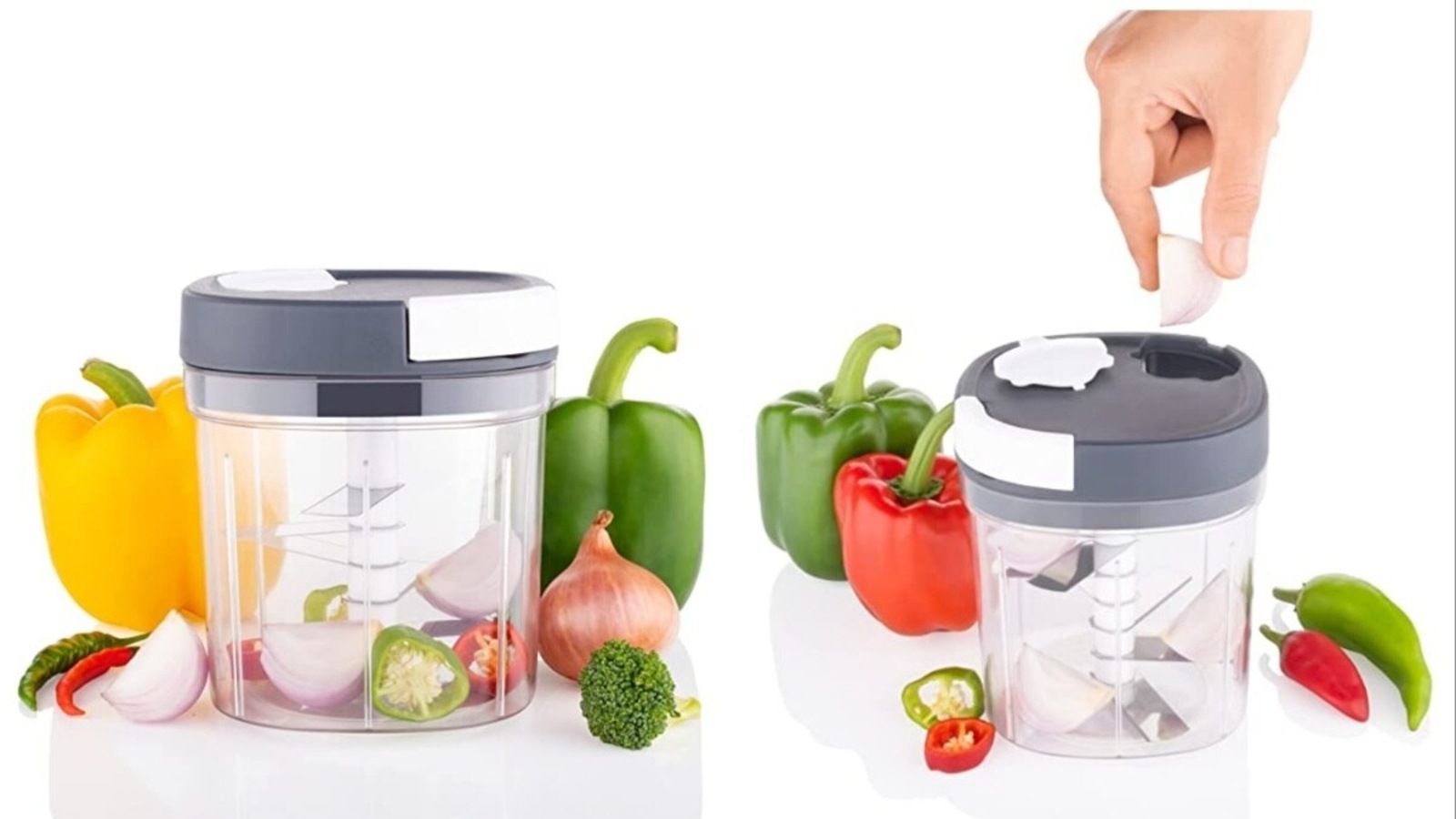 Pigeon Chopper Vegetable Chopper | Handy and Compact Manual Food Chopper  with Stainless Steel Blades | Large Hand Powered| Onion Chopper