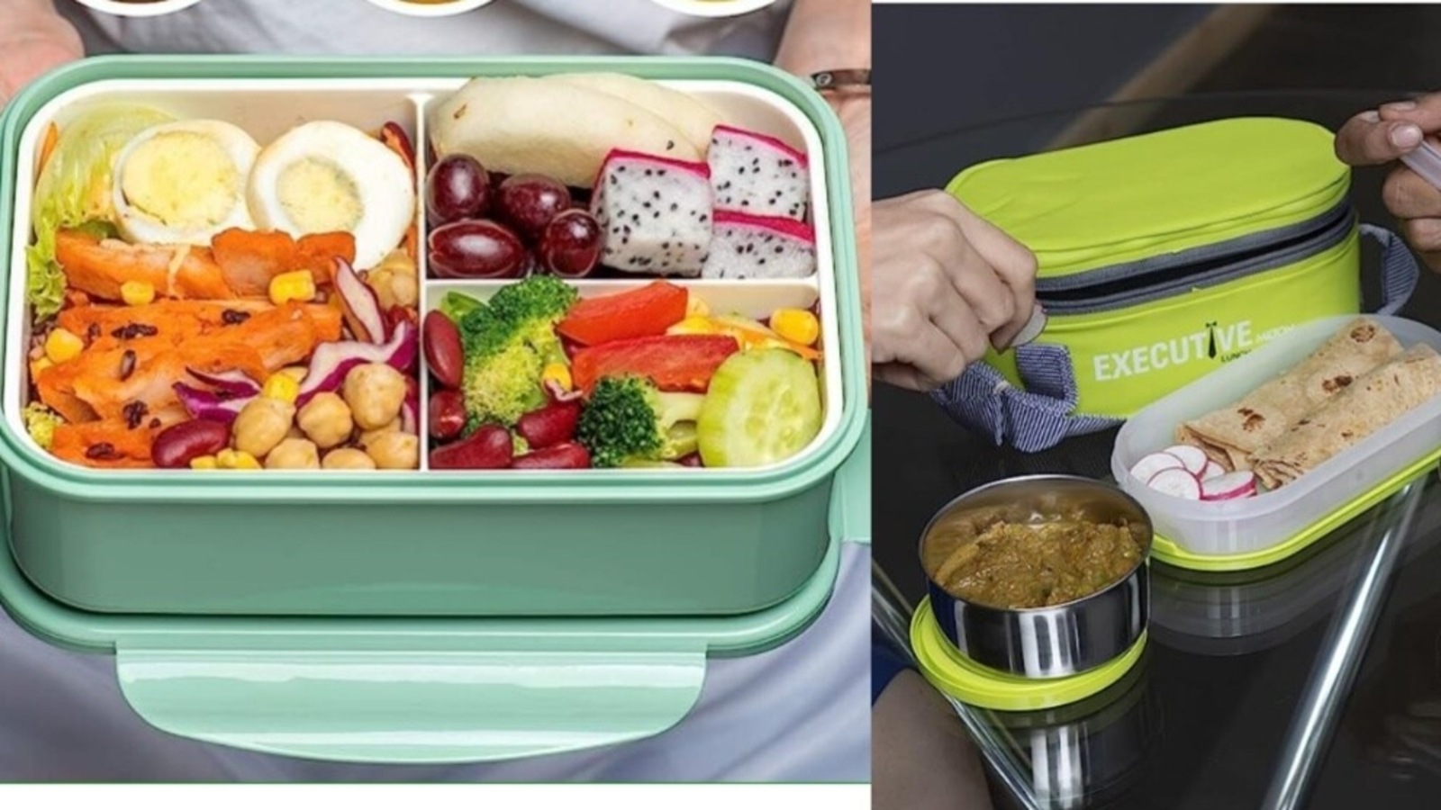 Microwave Safe Office Two Compartment Lunch Box Set Safety Lock