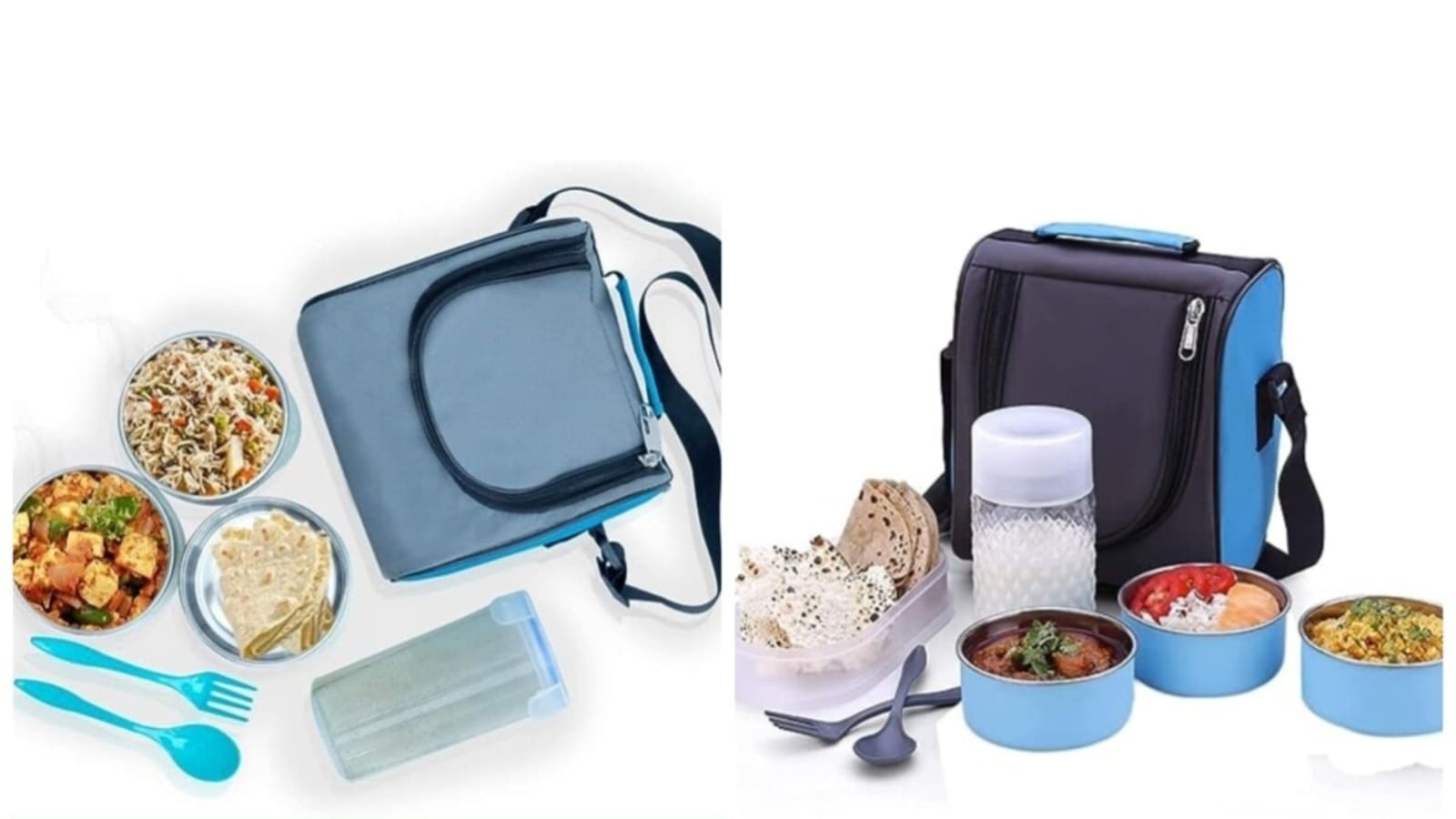 Slim Small Glass & Plastic Lunch Box Food Storage Container Airtight Tiffin  Box