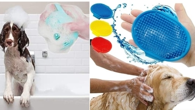 1pc Adjustable Pet Bath Massager Silicone Glove Type Cleaning Supplies For  Cats And Dogs, Dog Shower Attachment