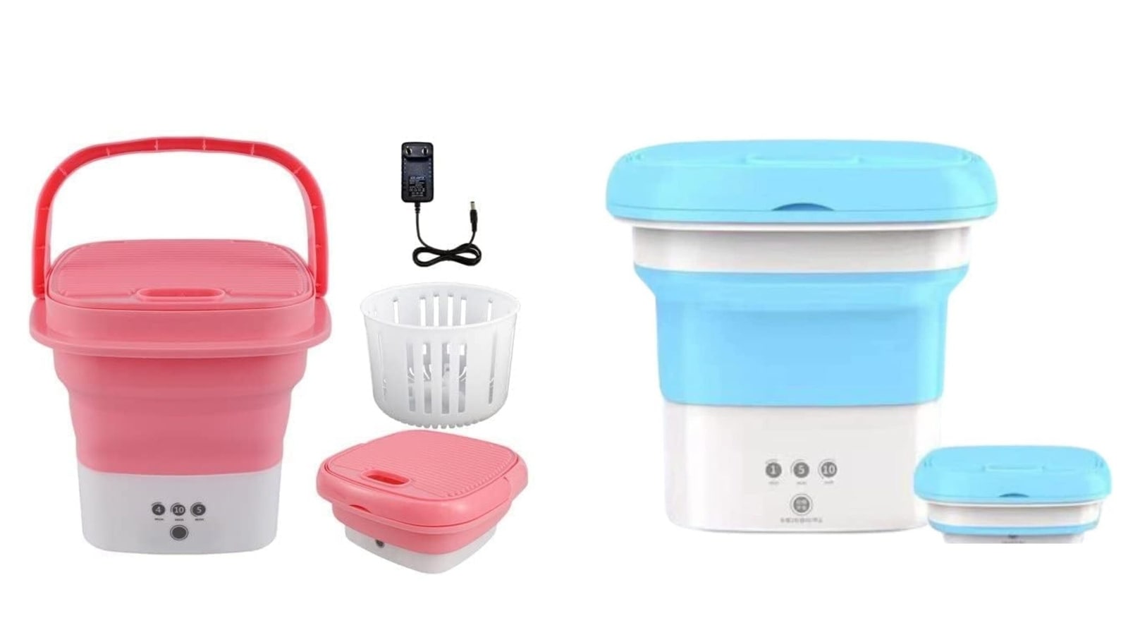 Mini Portable Washing Machine Foldable Small Laundry Machine with Drain  Basket Lightweight Washer Touch Screen and Timer