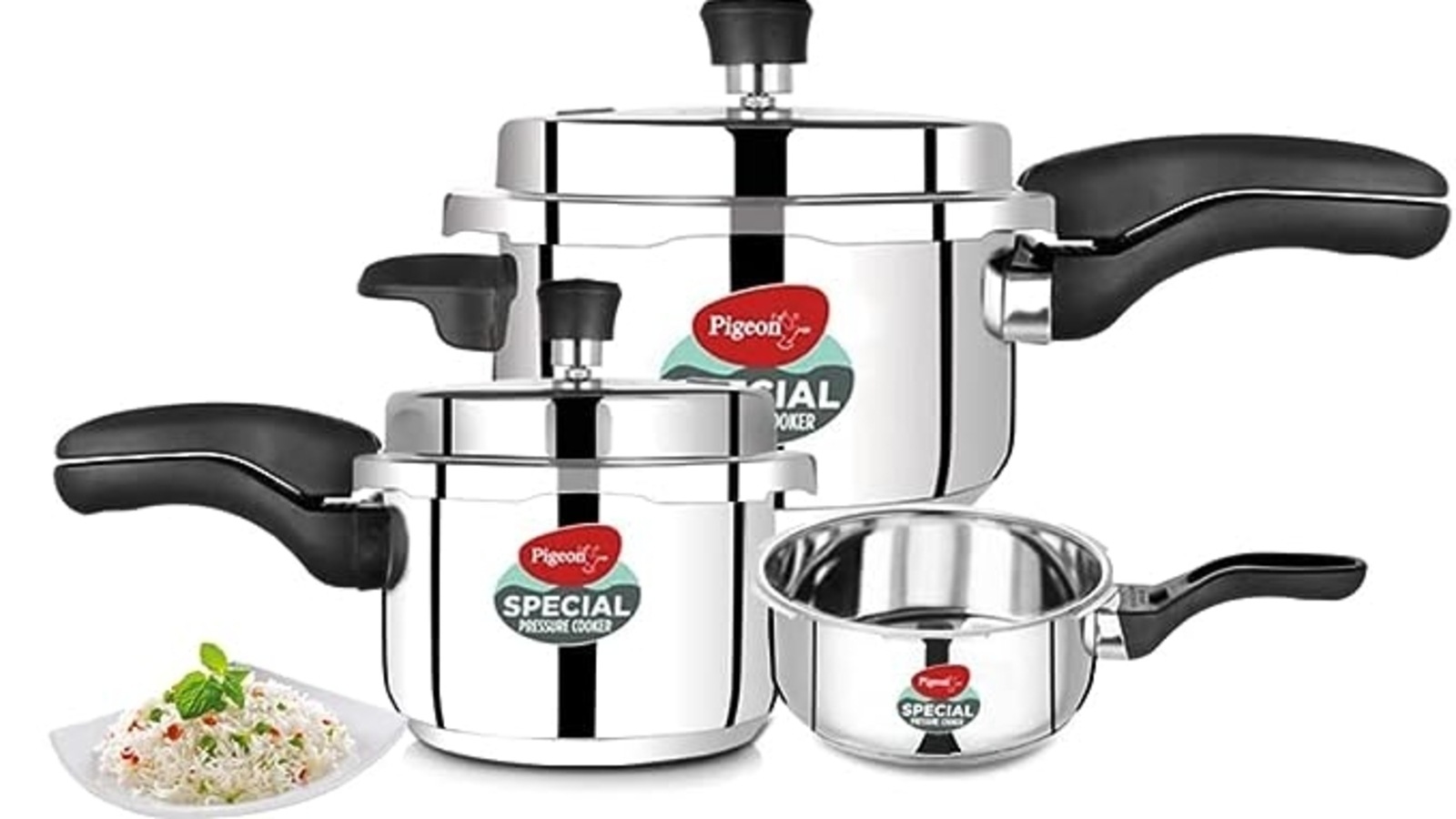 Prestige Popular Max 5 + 3 + 2 L Aluminum Pressure Cooker Combo Pack, 2  Lids