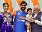 PM Modi holding Jasprit Bumrah and Sanjana Ganesan's son Angad in his arms. (Instagram/@sanjanaganesan) PM Modi holding Jasprit Bumrah and Sanjana Ganesan's son Angad in his arms. (Instagram/@sanjanaganesan)